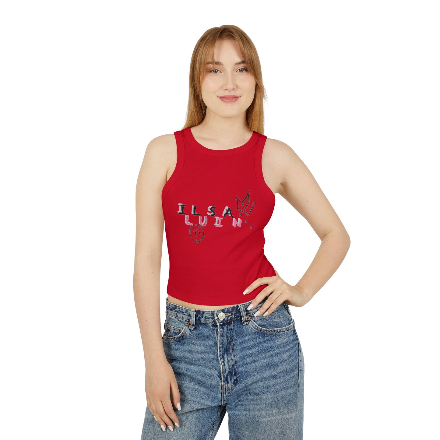 Women's Scattered Illusian, Racerback Crop Tank Top