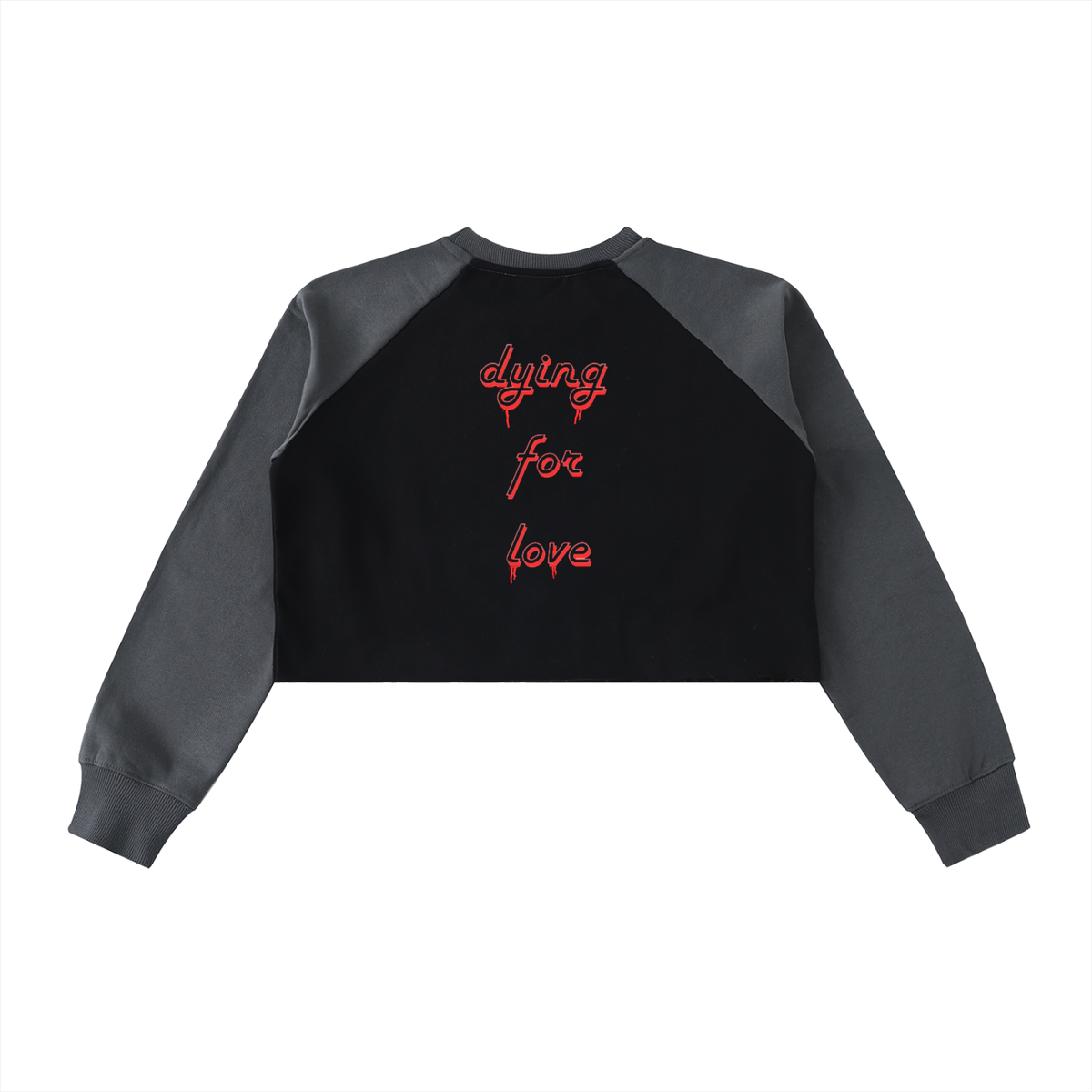 Fallen Hearts, Raw-Hem Color-Block Raglan Crop Sweatshirt