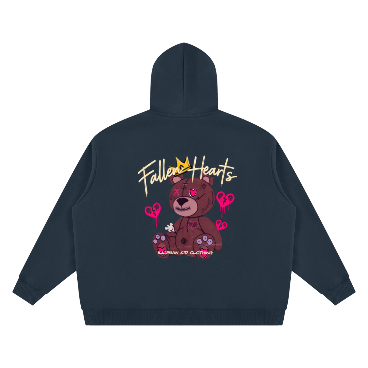 Fallen Hearts, Unisex Oversized Fleece Chunky-Zip Hoodie