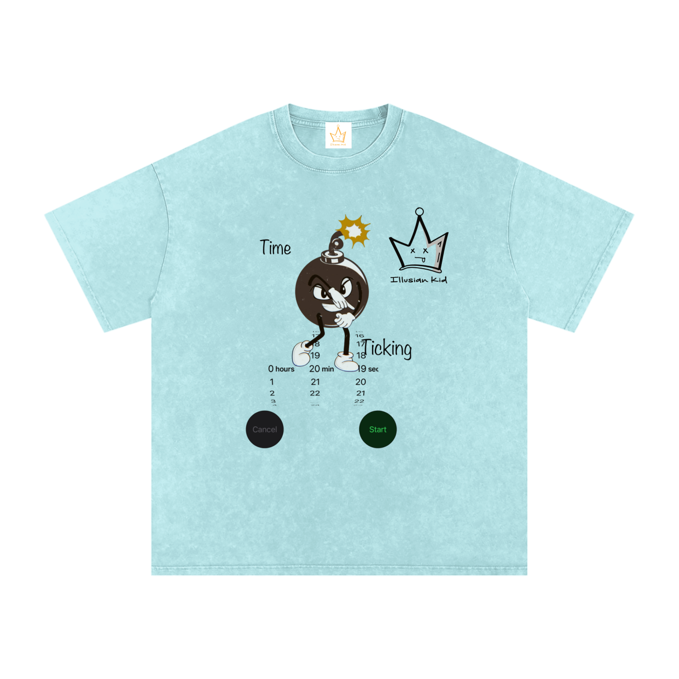 Time Ticking, Snow Washed Oversized Cotton T-Shirt