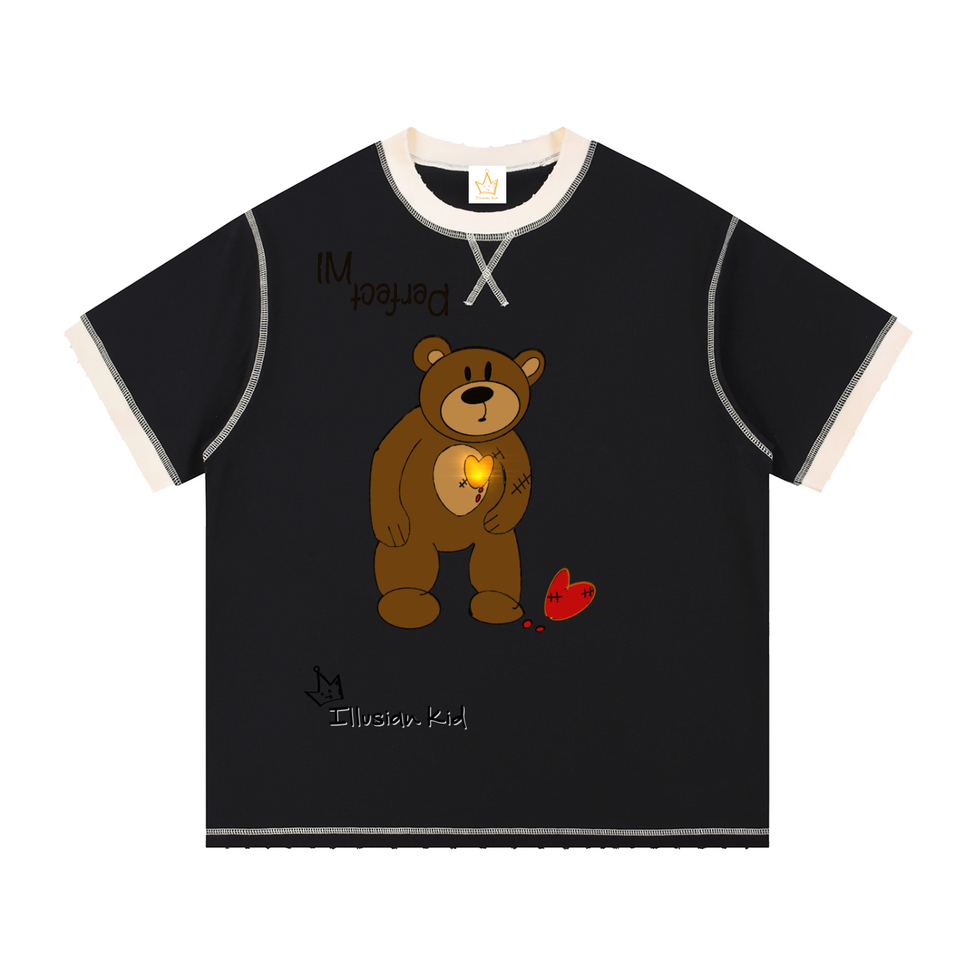 Perfect Imperfection, Contrast-Stitched Cotton T-Shirt