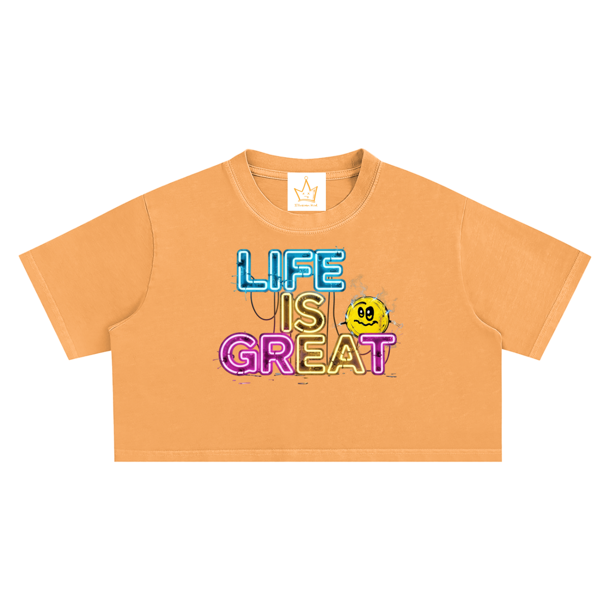 Life Is Electrifying, Women's Snow Washed Crop Top