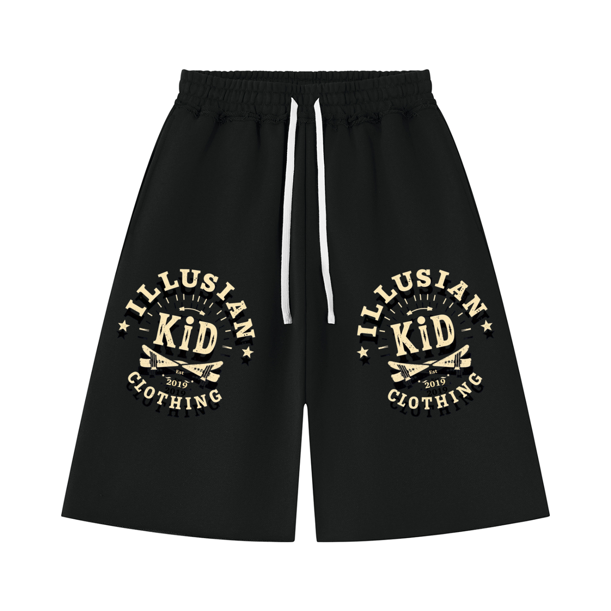 Vintage Illusian Kid, Unisex Heavyweight Raw Edge Shorts