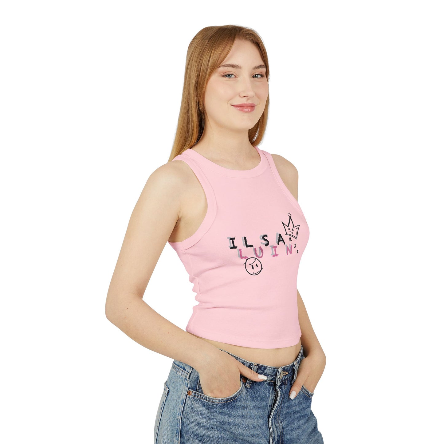 Women's Scattered Illusian, Racerback Crop Tank Top