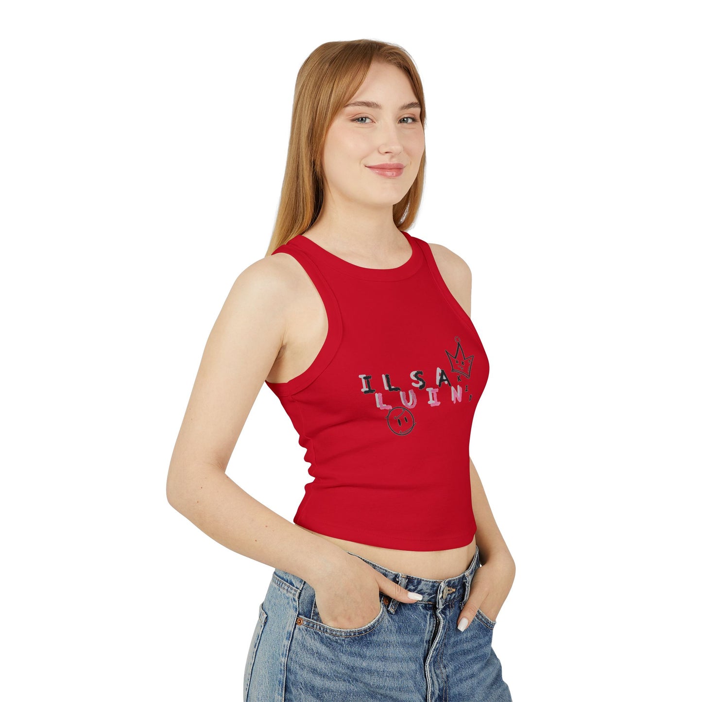 Women's Scattered Illusian, Racerback Crop Tank Top