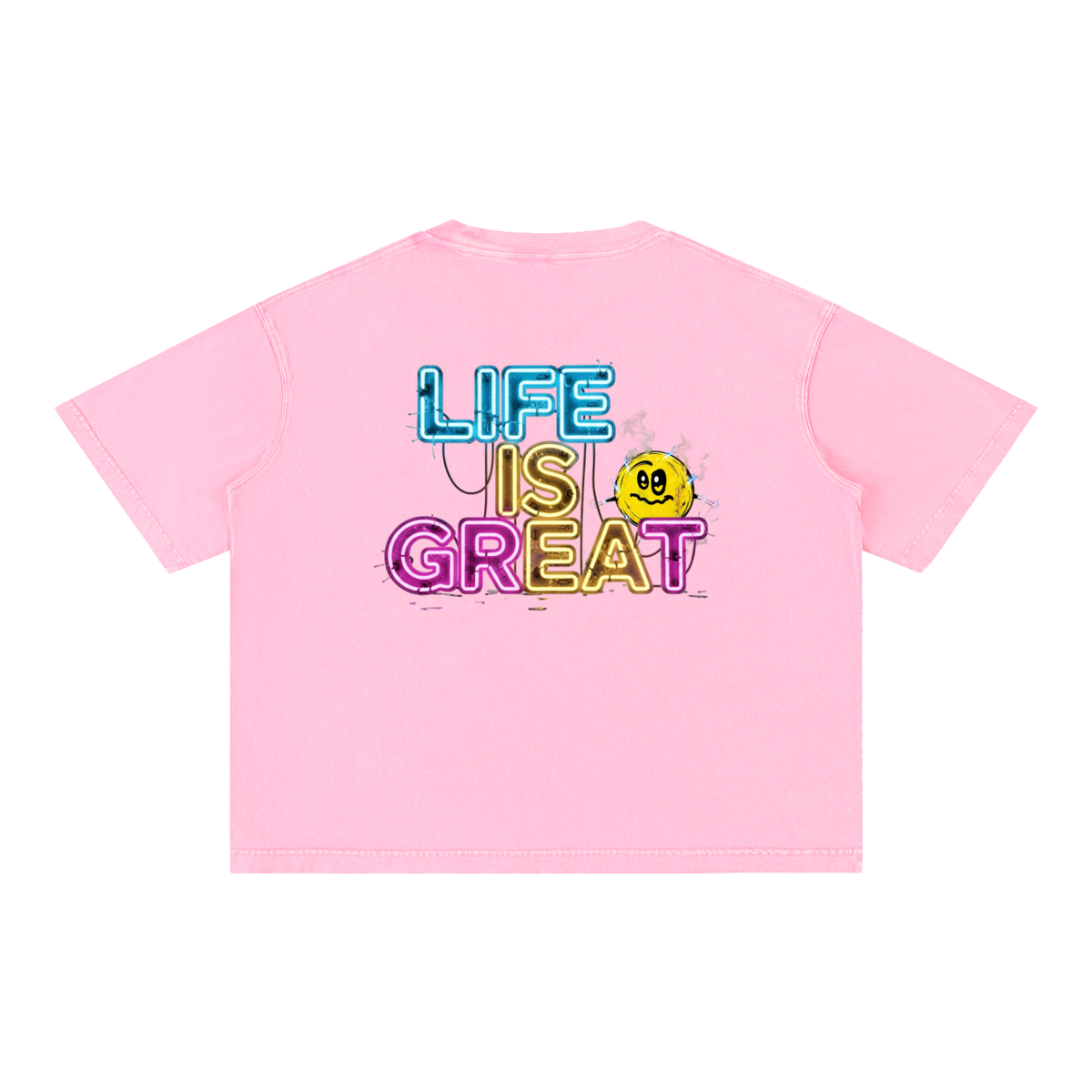 Don't Look Down, Life Is Great, Mineral Wash Boxy Cotton T-Shirt