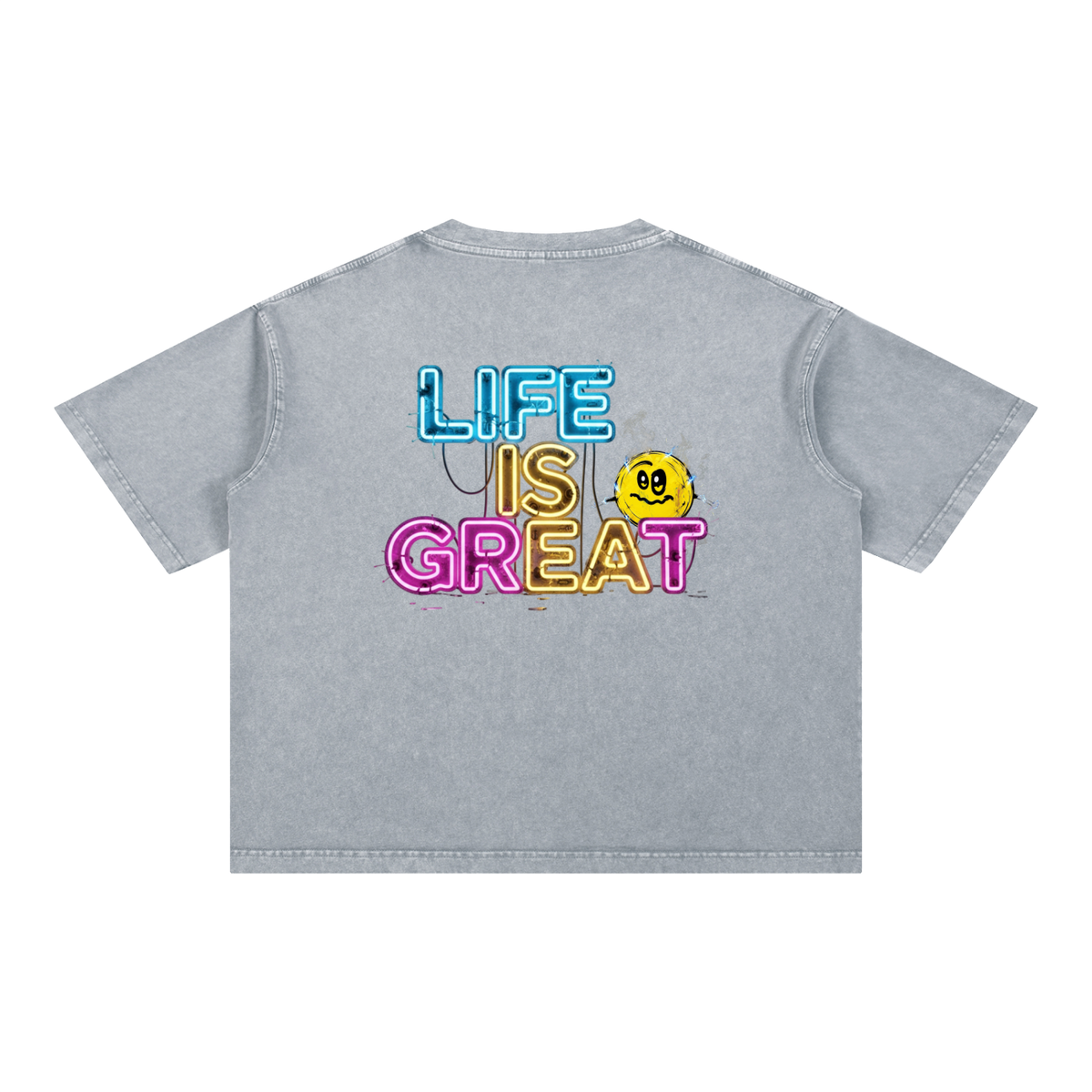 Don't Look Down, Life Is Great, Mineral Wash Boxy Cotton T-Shirt