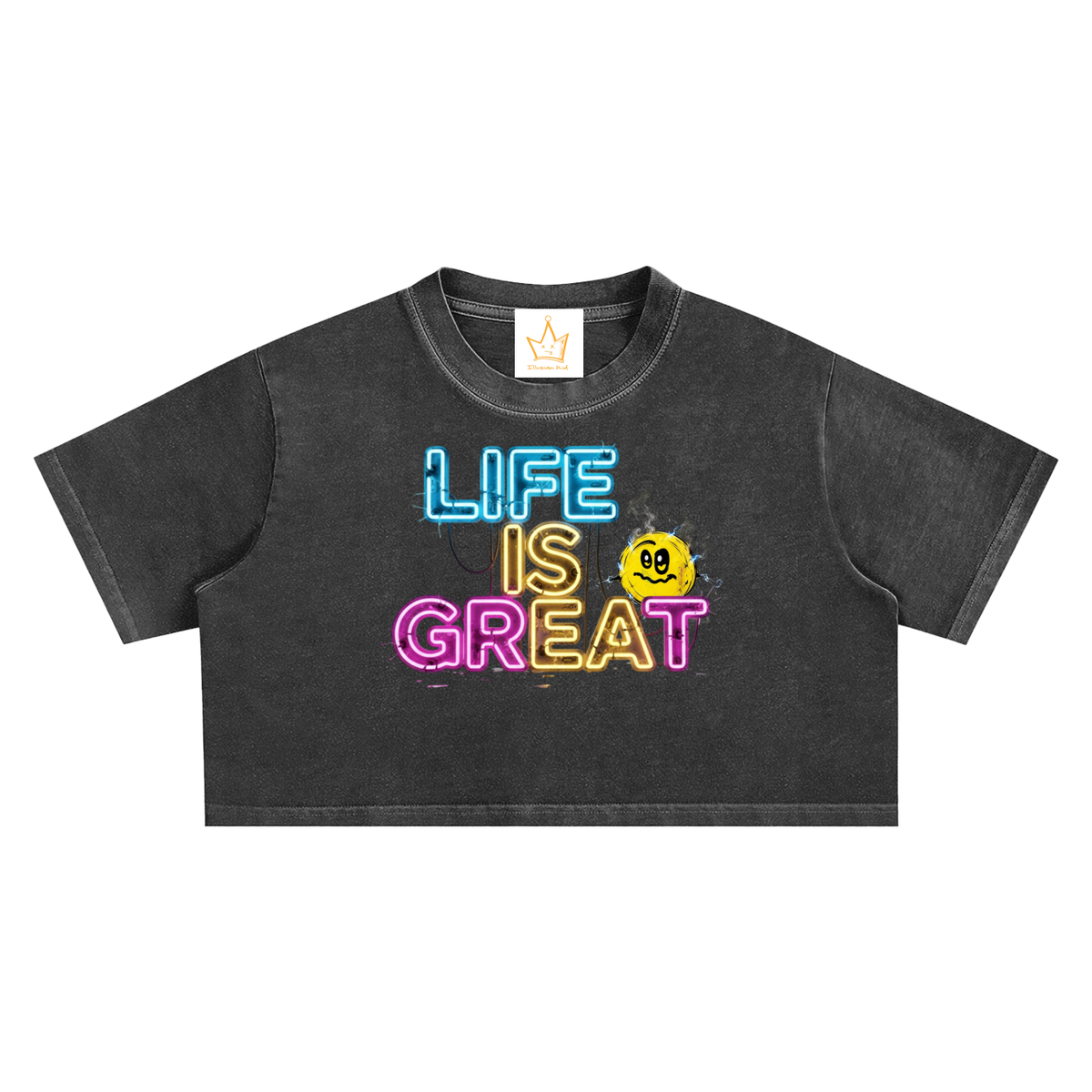 Life Is Electrifying, Women's Snow Washed Crop Top