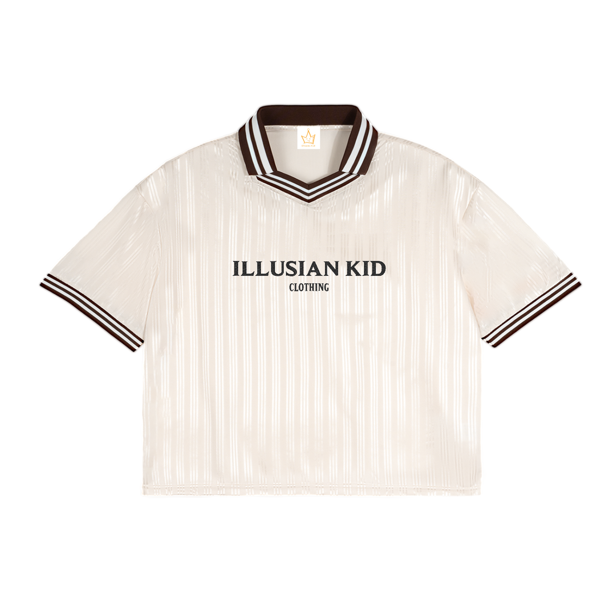 Illusian Kid Embrodered, Contrast Stripes Polo Collar T-Shirt