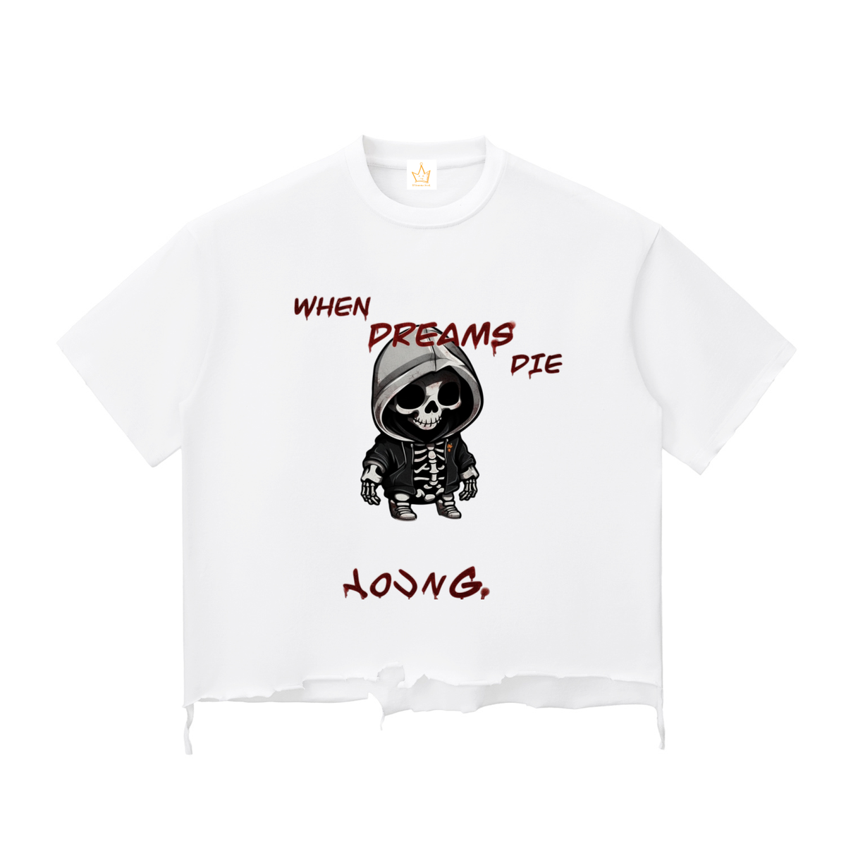When Dreams Die Young, Snow Wash Raw-Hem Boxy T-shirt