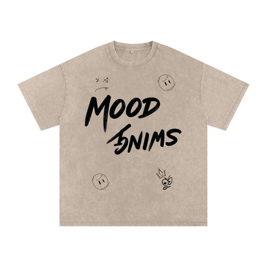 Mood Swing, Snow Washed Oversized Cotton T-Shirt