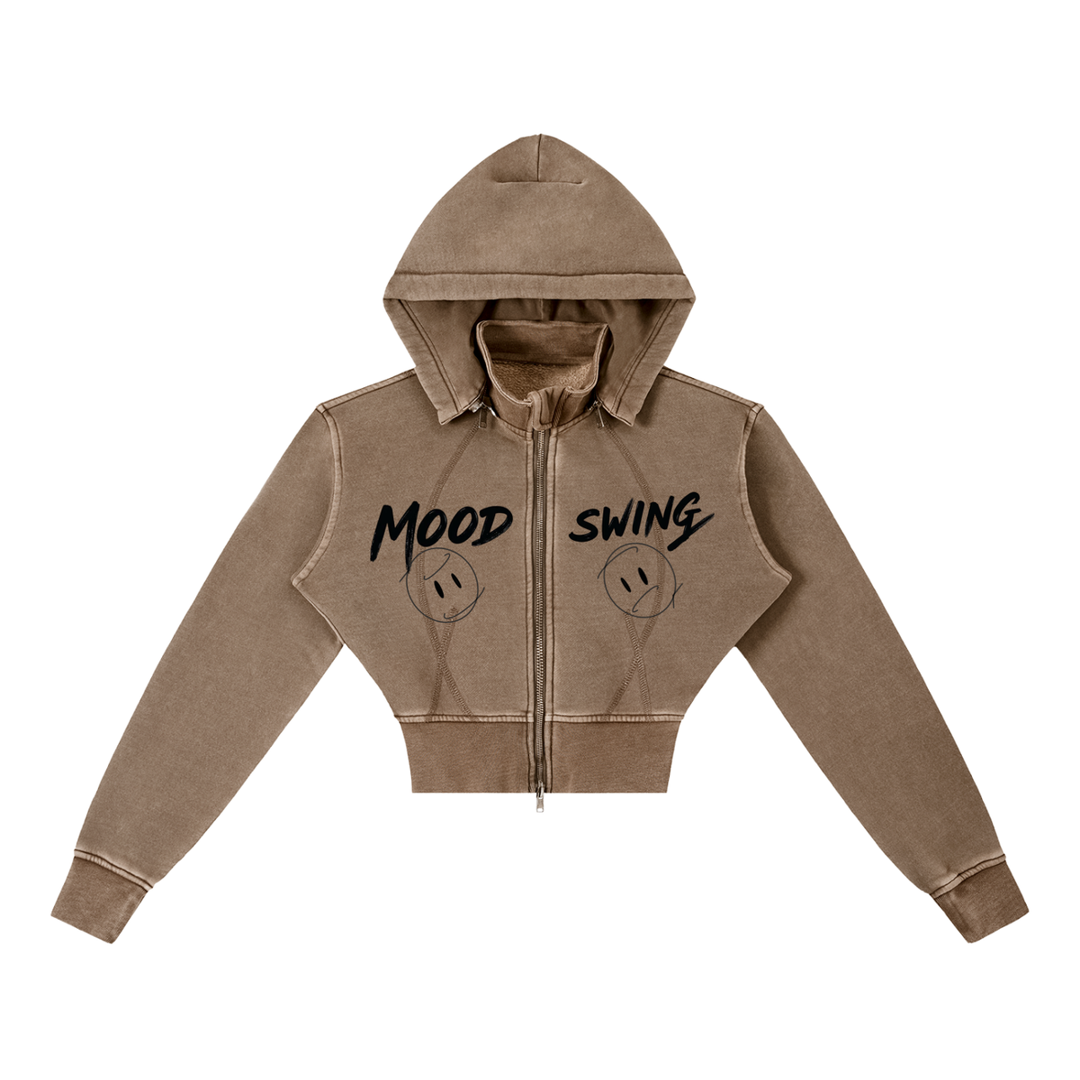 Mood Swing, Women's Vintage Washed Cropped Fleece Hoodie
