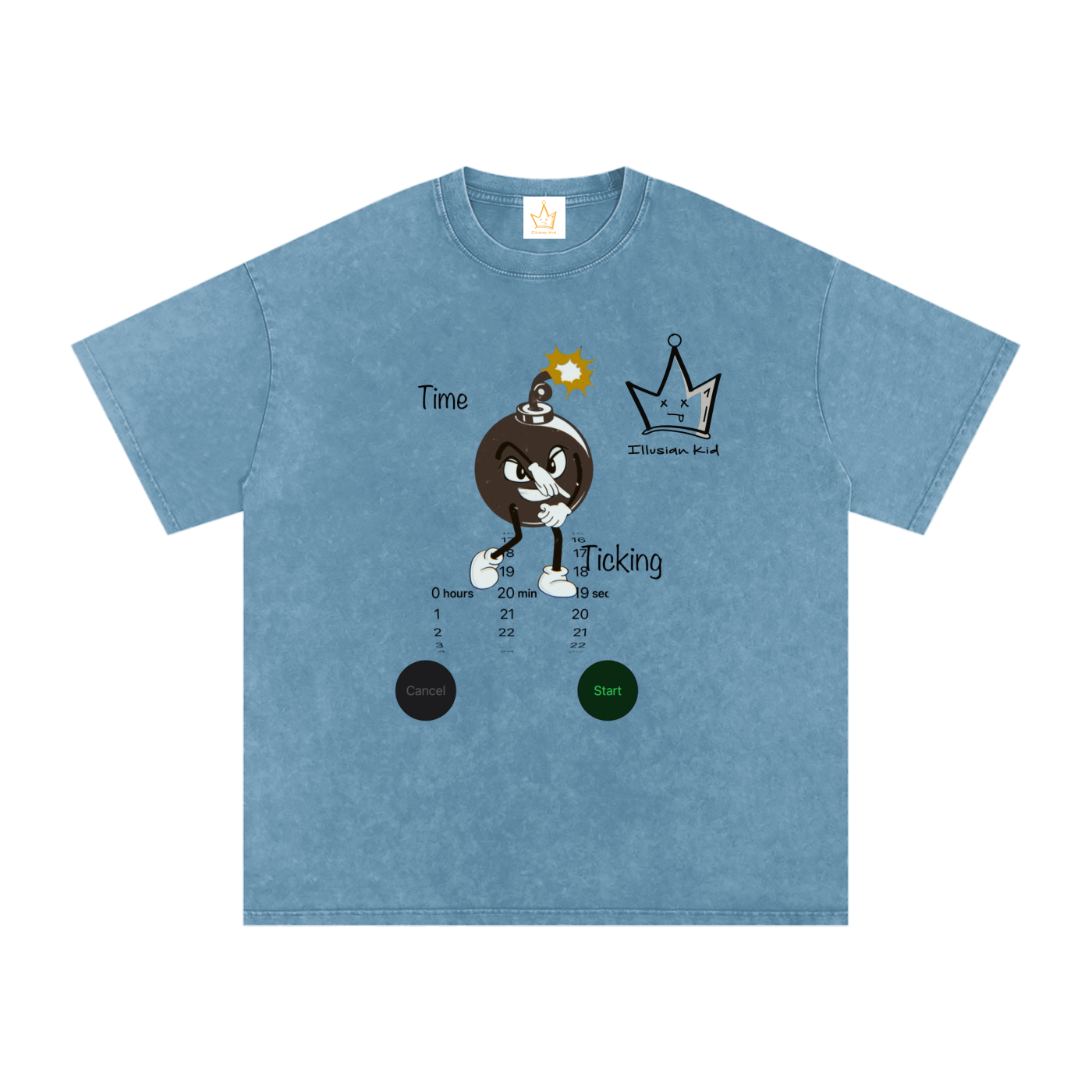 Time Ticking, Snow Washed Oversized Cotton T-Shirt