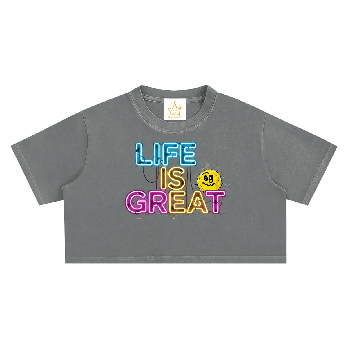 Life Is Electrifying, Women's Snow Washed Crop Top