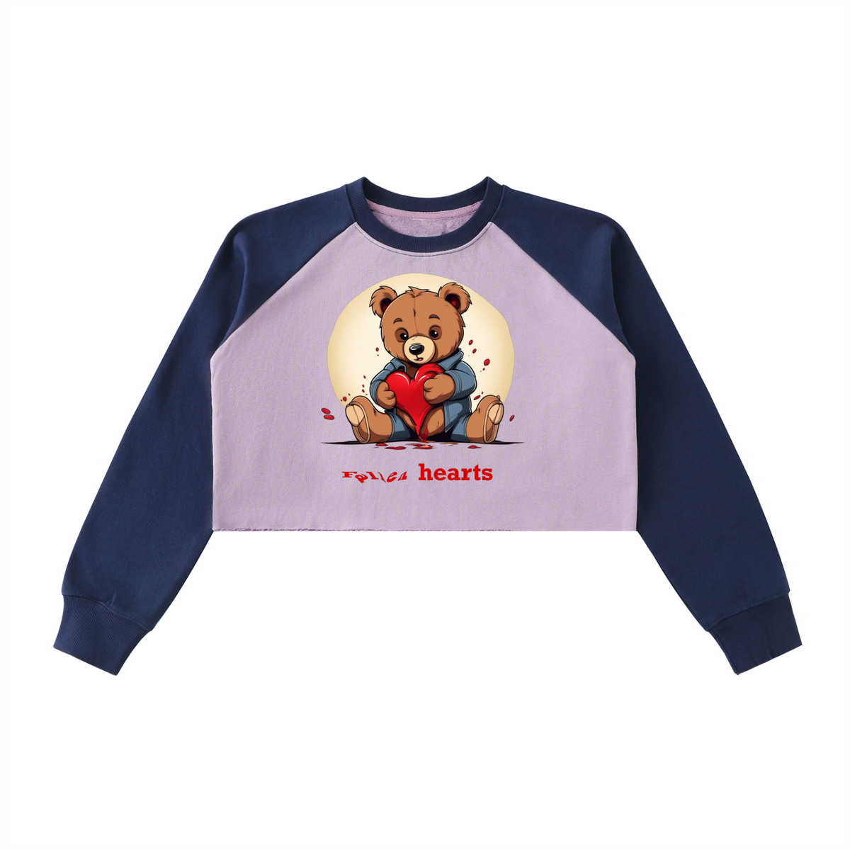 Fallen Hearts, Raw-Hem Color-Block Raglan Crop Sweatshirt
