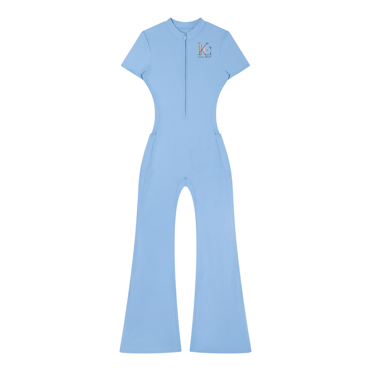 IKC, Women’s Tight Flared Leg Quarter-Zip Jumpsuit