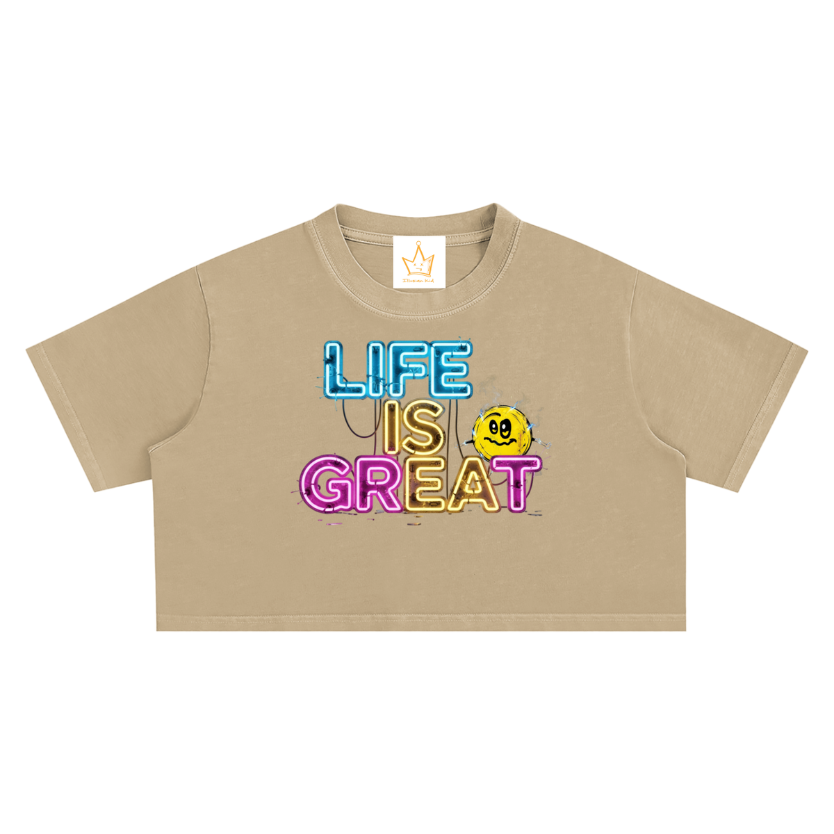 Life Is Electrifying, Women's Snow Washed Crop Top