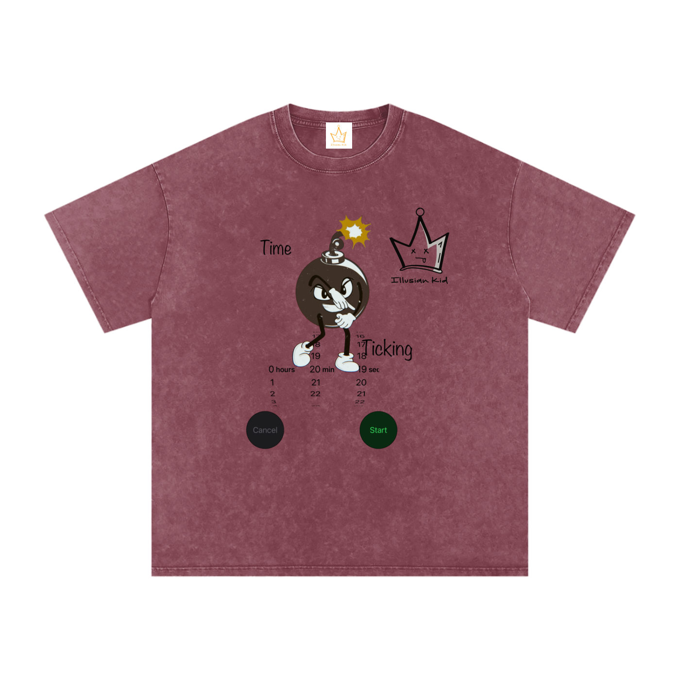 Time Ticking, Snow Washed Oversized Cotton T-Shirt