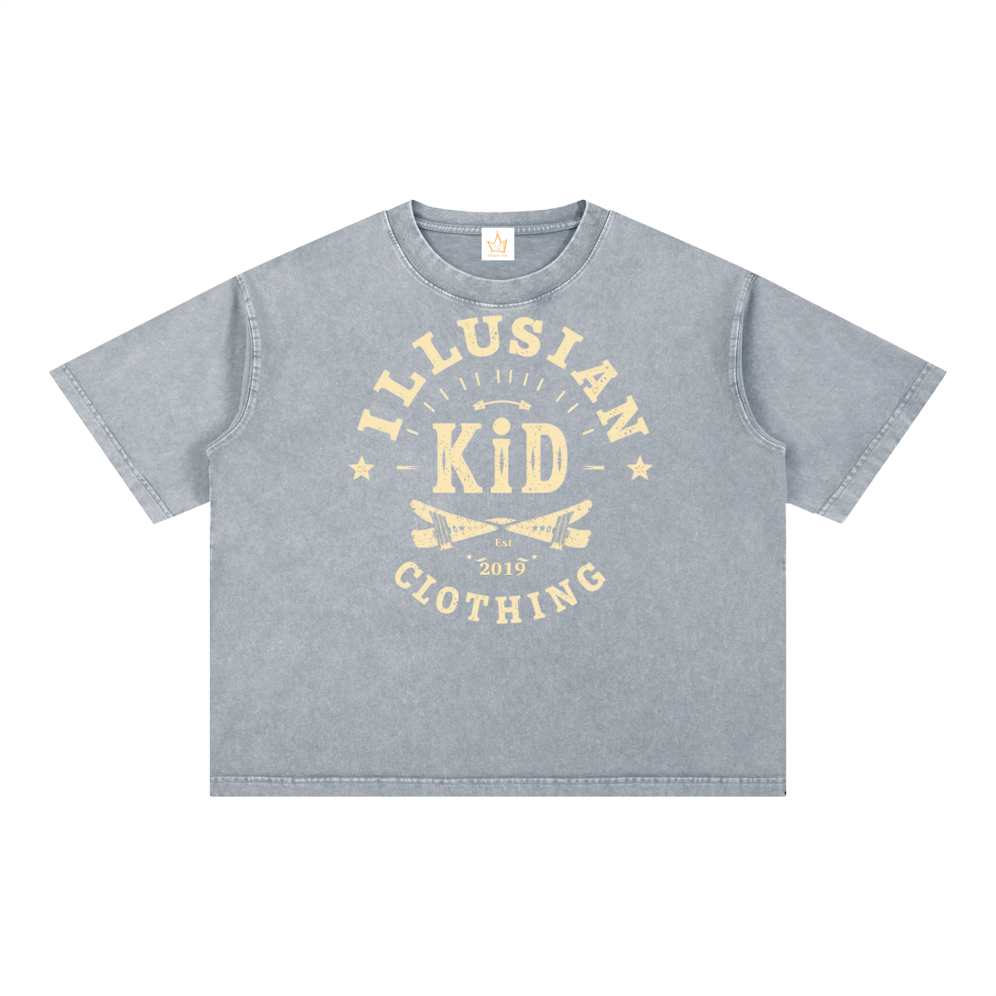 Vintage Illusian Kid, Mineral Wash Boxy Cotton T-Shirt