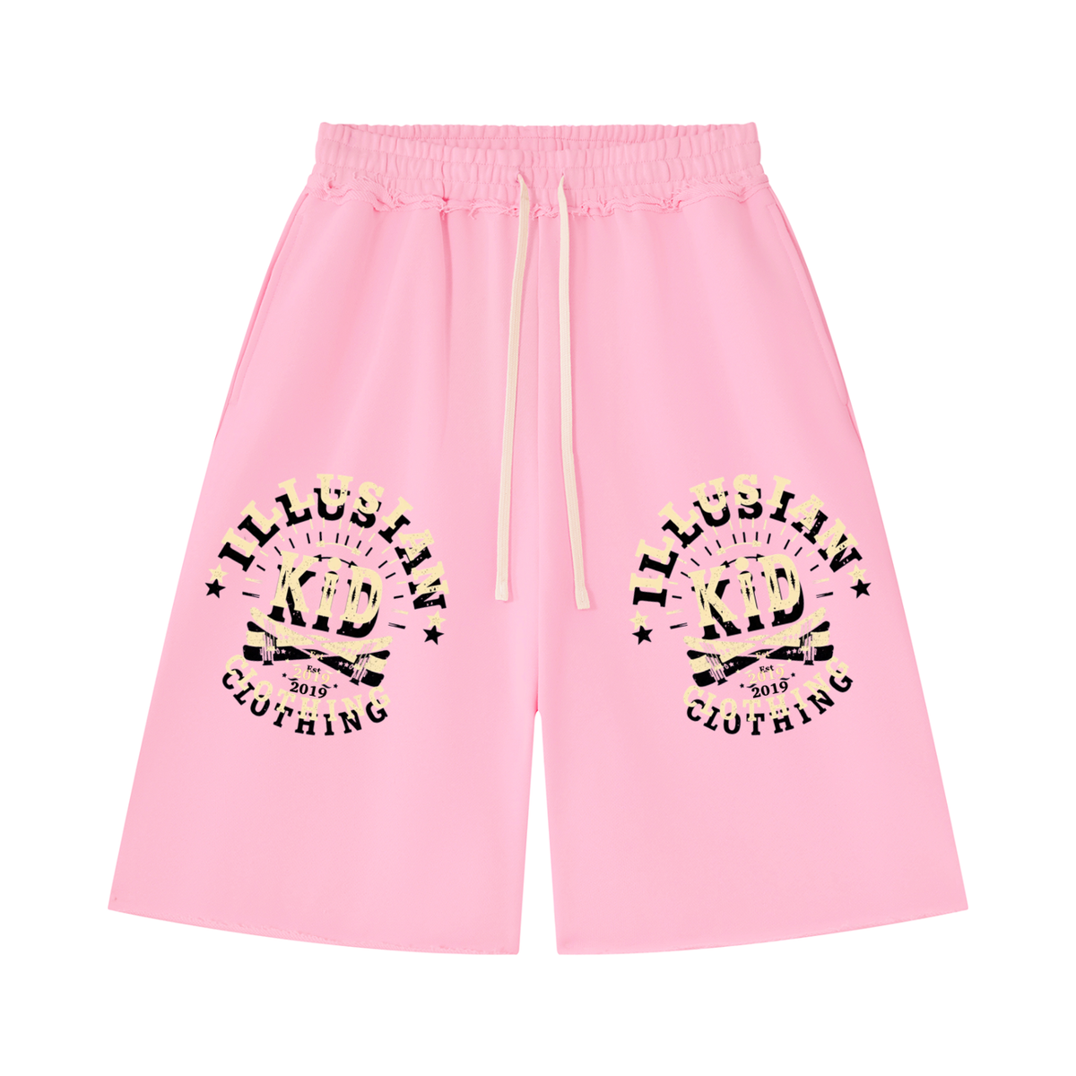 Vintage Illusian Kid, Unisex Heavyweight Raw Edge Shorts