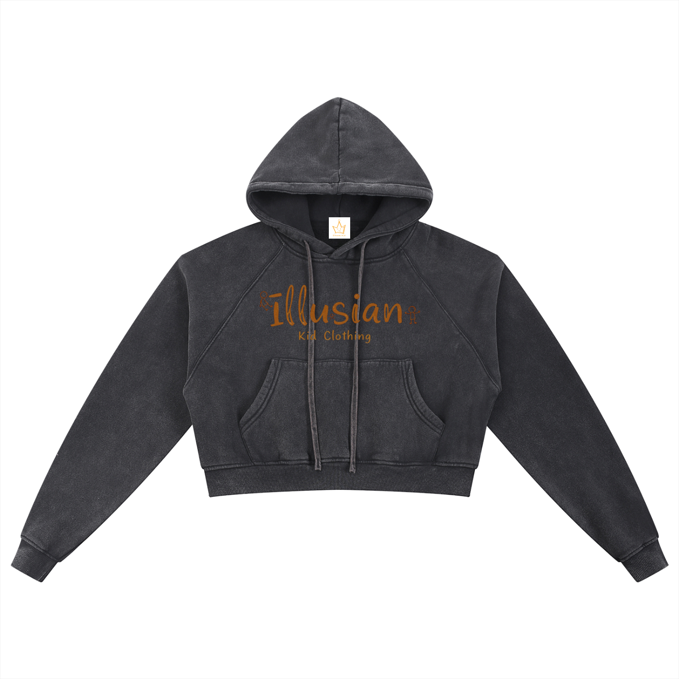 Where The Ill Kids Hang, Women's Snow Washed Cropped Hoodie