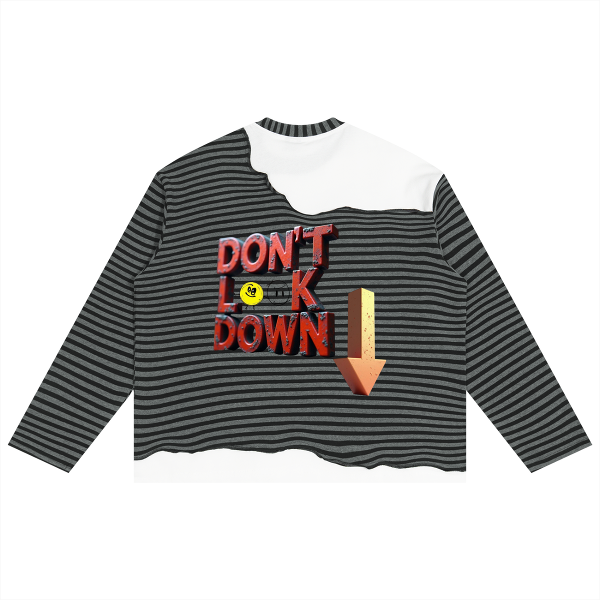 Life Is Great, Unisex Striped Panel Boxy Long Sleeve T-Shirt