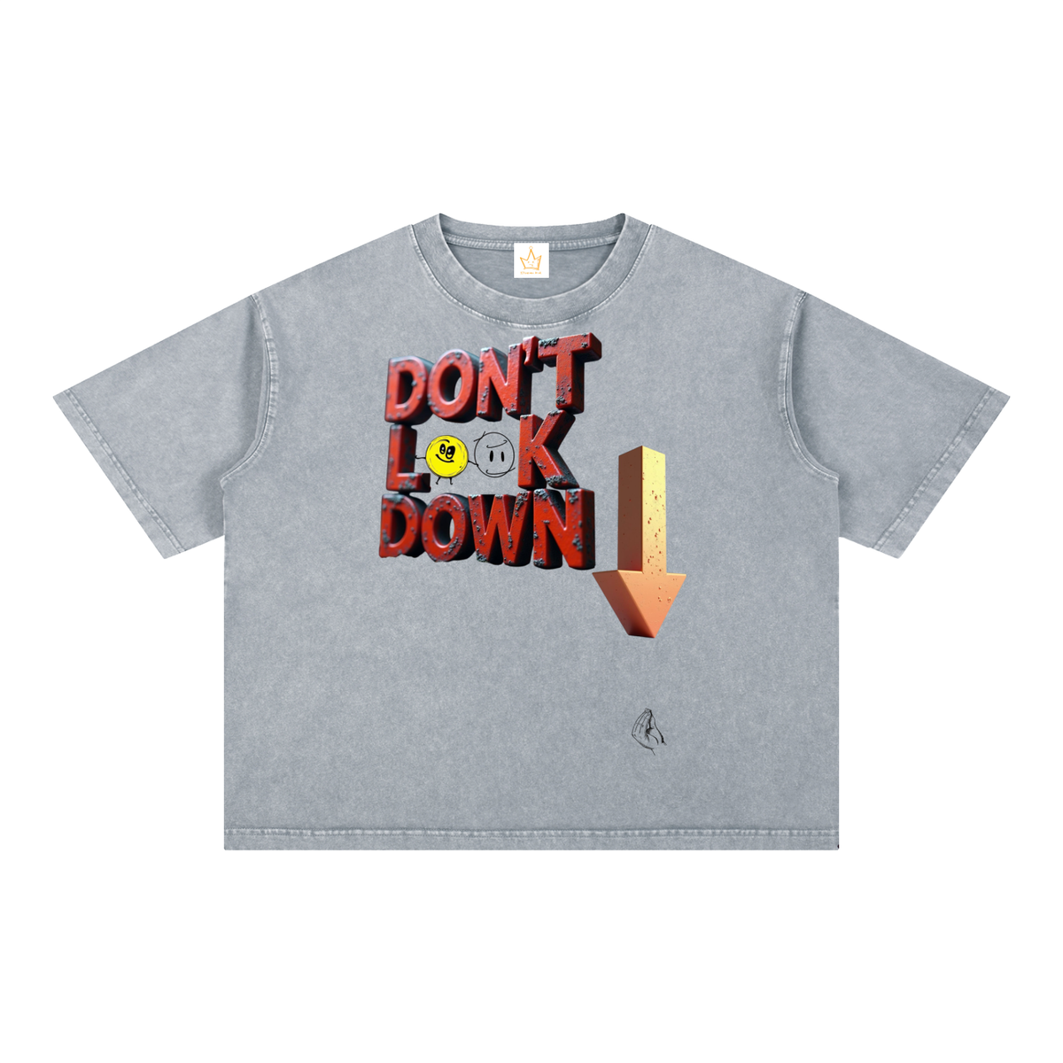 Don't Look Down, Life Is Great, Mineral Wash Boxy Cotton T-Shirt