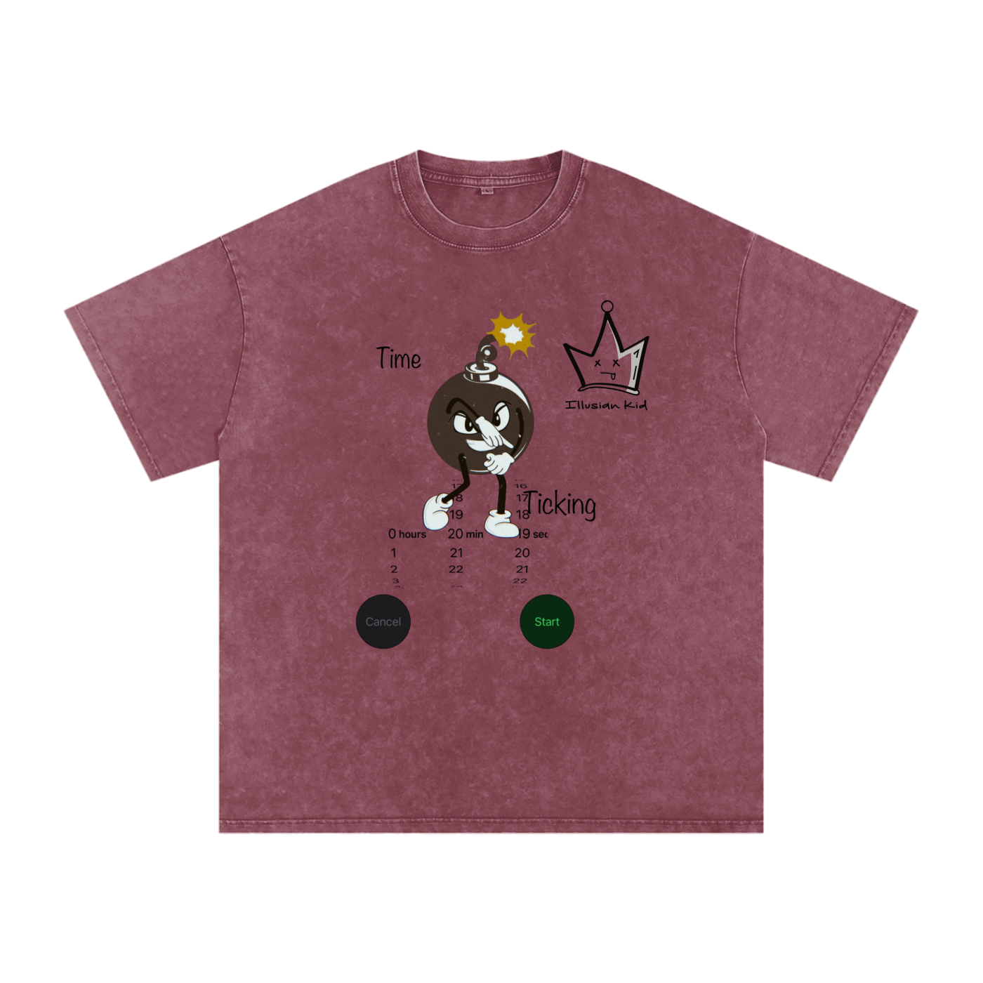Time Ticking, Snow Washed Oversized Cotton T-Shirt