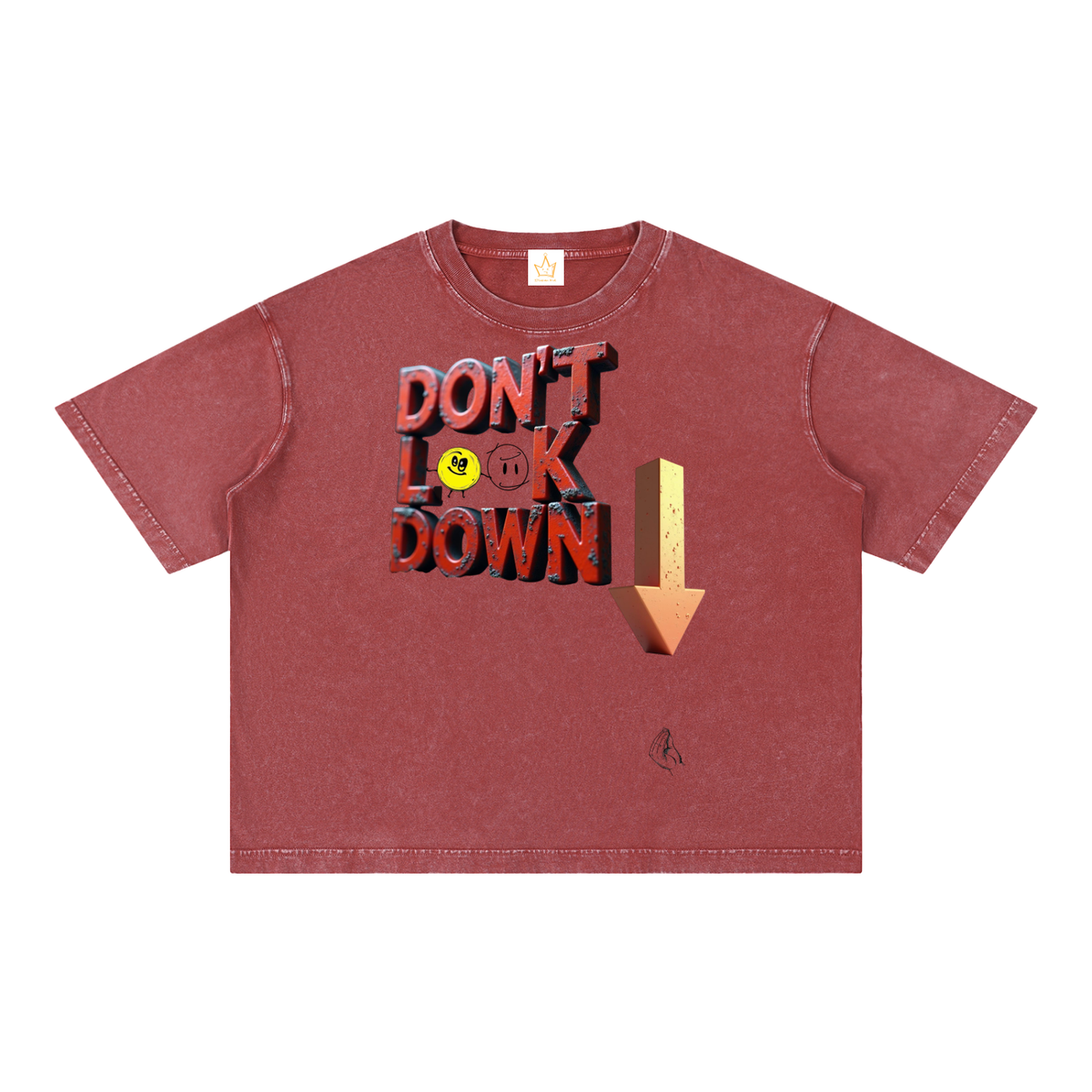 Don't Look Down, Life Is Great, Mineral Wash Boxy Cotton T-Shirt