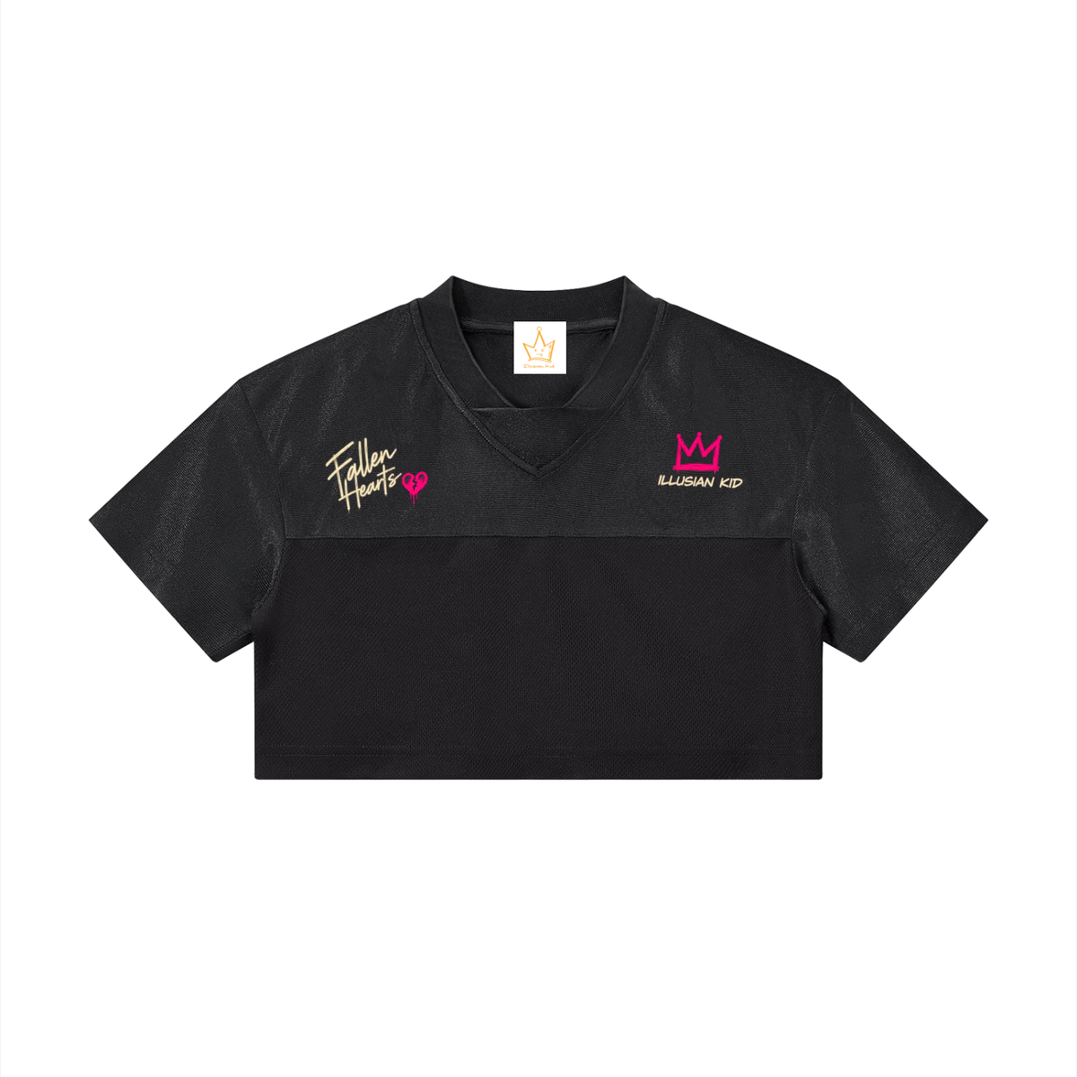 Fallen Hearts, Lifted Crown, Women’s Cropped Paneled V-Neck Jersey