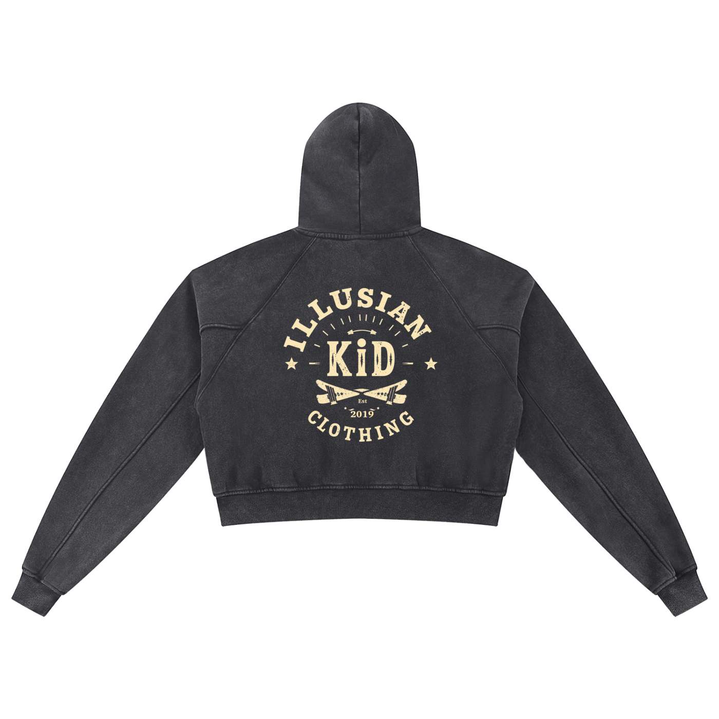 Where The Ill Kids Hang, Women's Snow Washed Cropped Hoodie