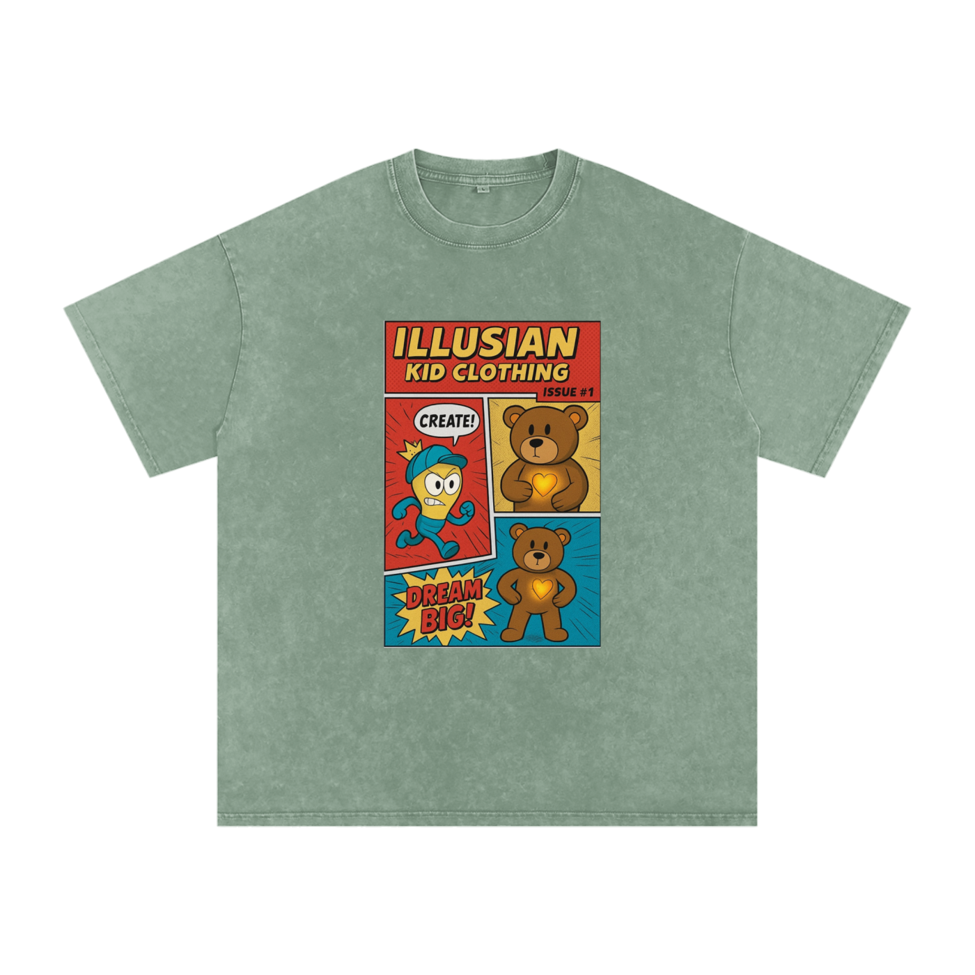 Illusian Kid Comics, Issue #1 Snow Washed Oversized Cotton T-Shirt