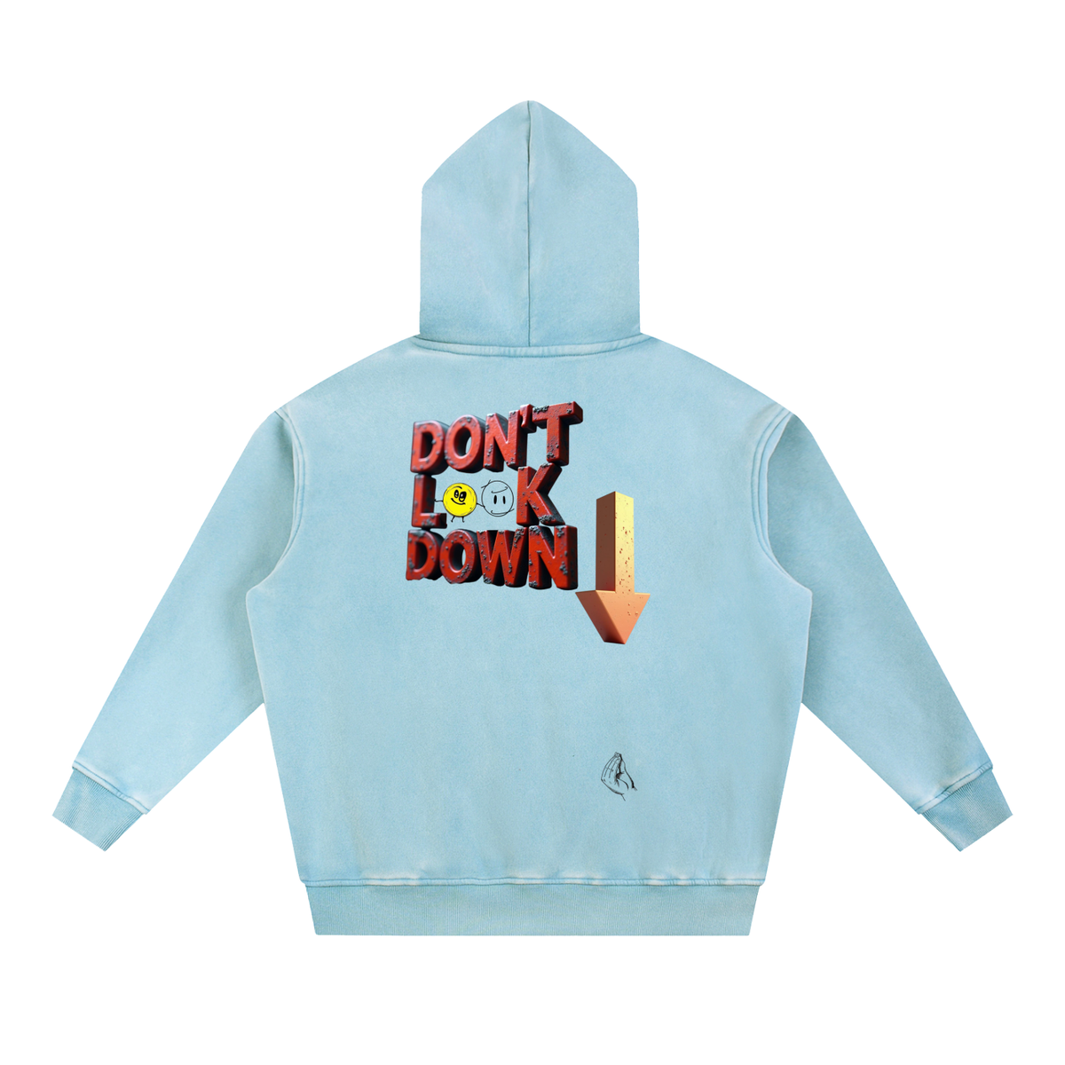 Life is Electrifying, Don't Look Down, Snow Wash Fleece Oversize Hoodie