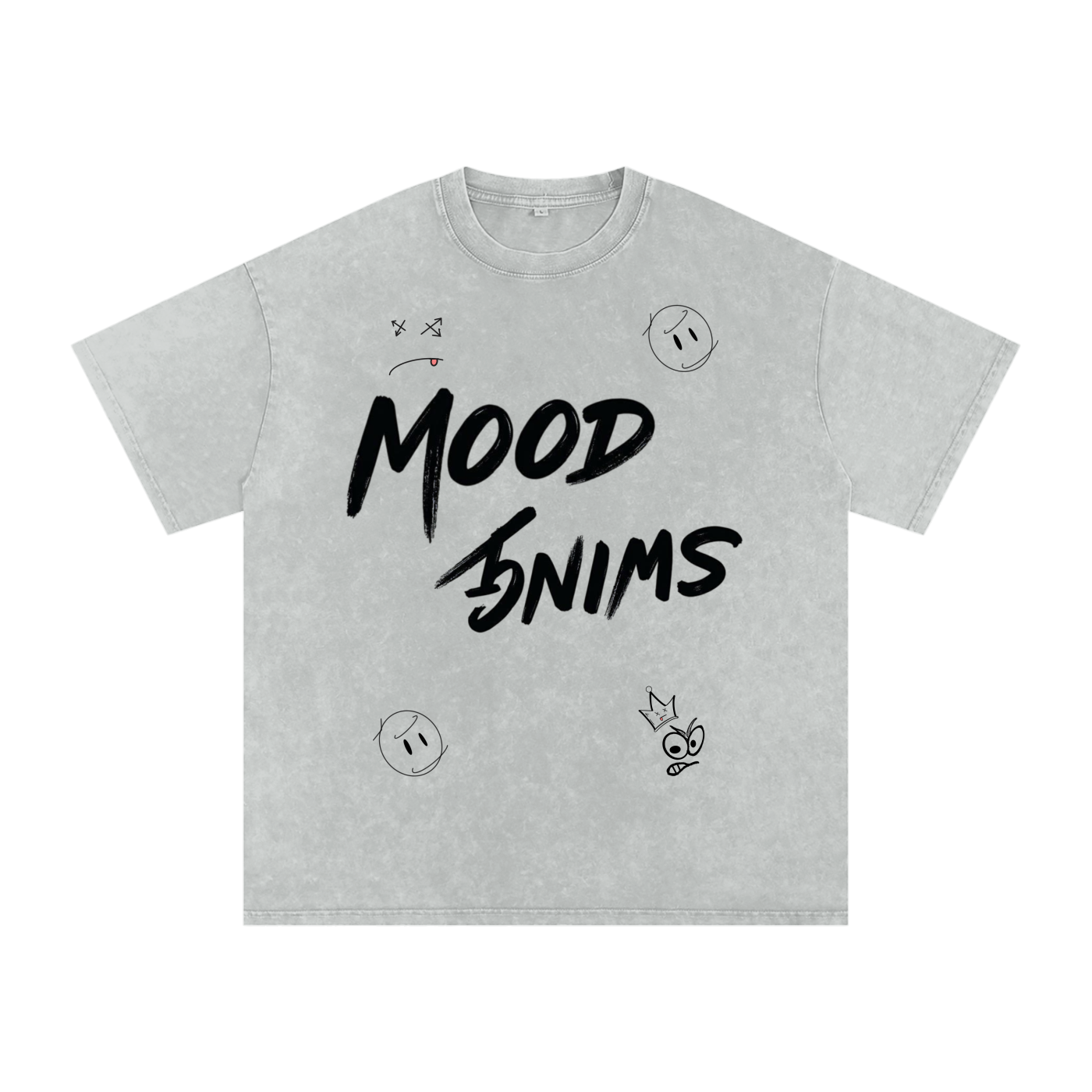 Mood Swing, Snow Washed Oversized Cotton T-Shirt