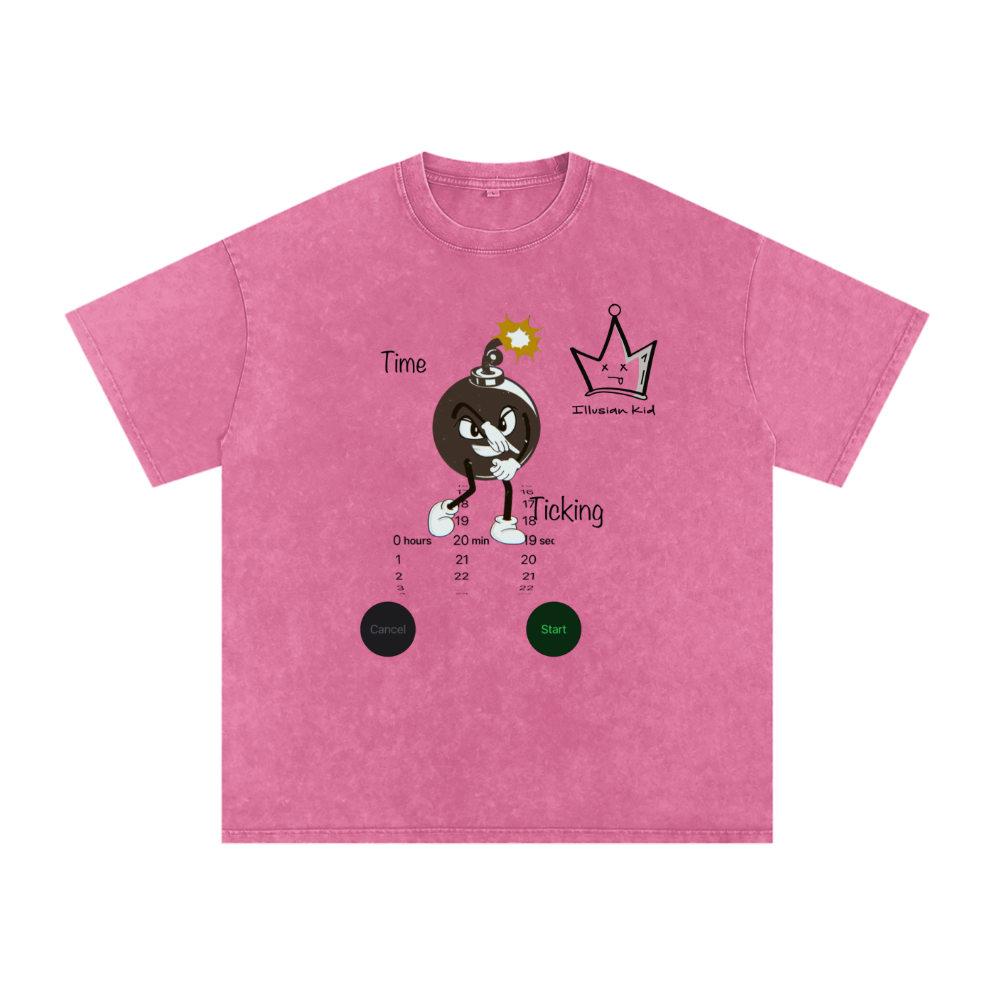 Time Ticking, Snow Washed Oversized Cotton T-Shirt
