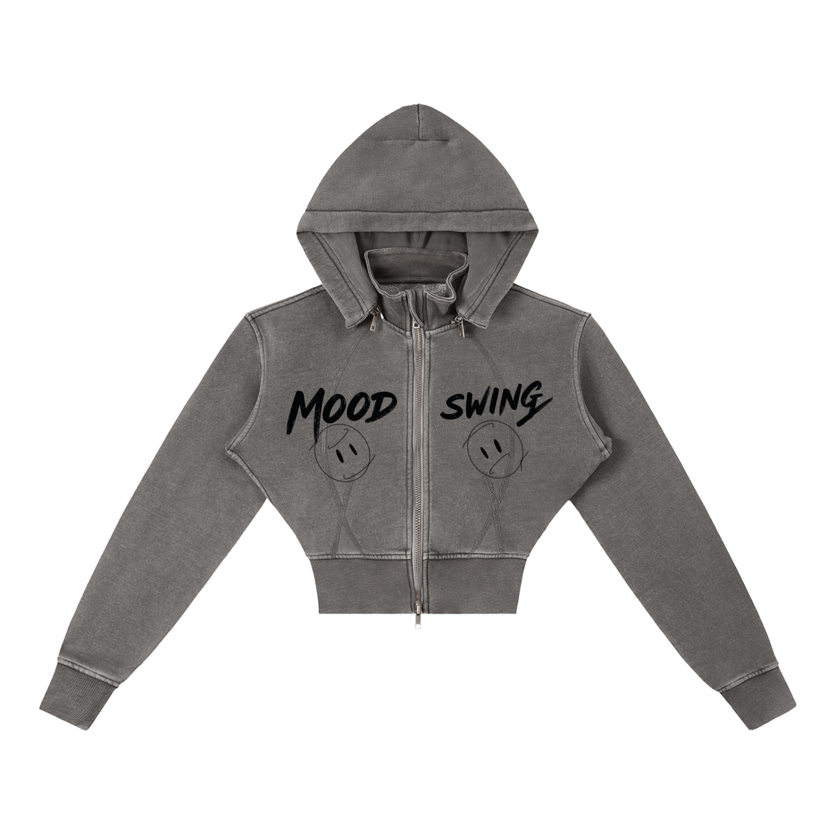 Mood Swing, Women's Vintage Washed Cropped Fleece Hoodie