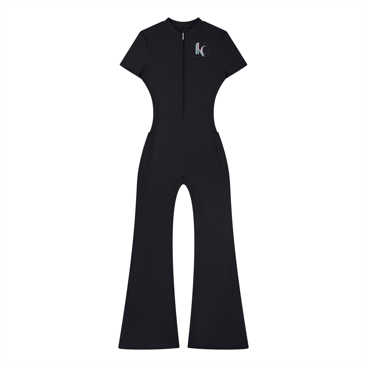IKC, Women’s Tight Flared Leg Quarter-Zip Jumpsuit