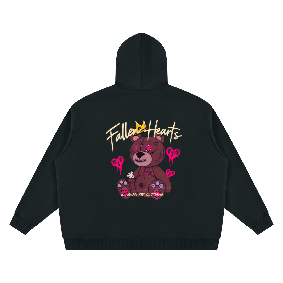 Fallen Hearts, Unisex Oversized Fleece Chunky-Zip Hoodie