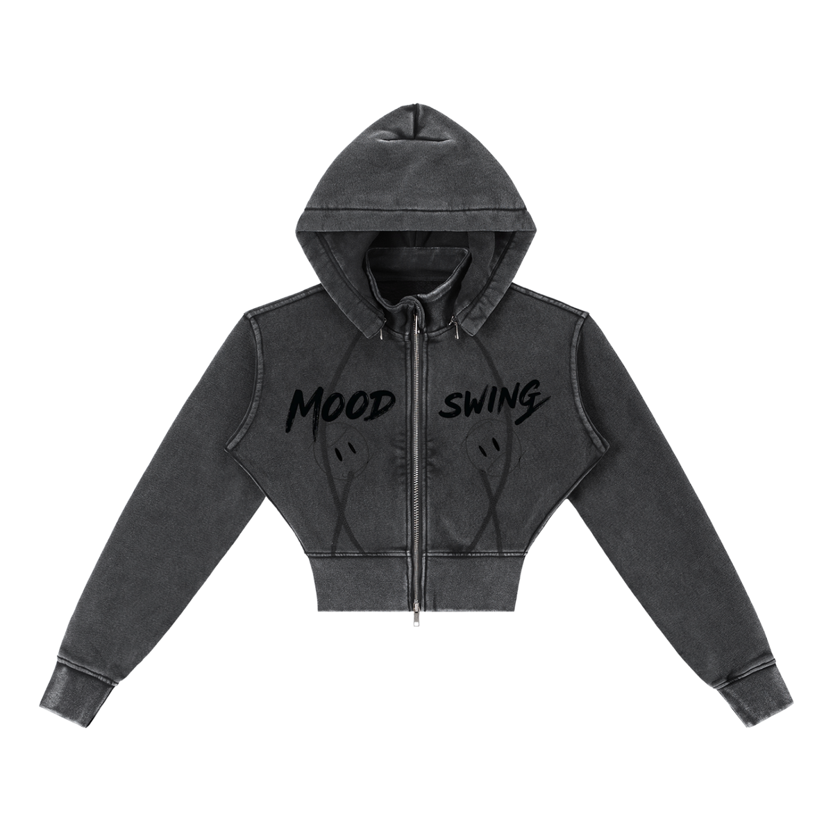 Mood Swing, Women's Vintage Washed Cropped Fleece Hoodie