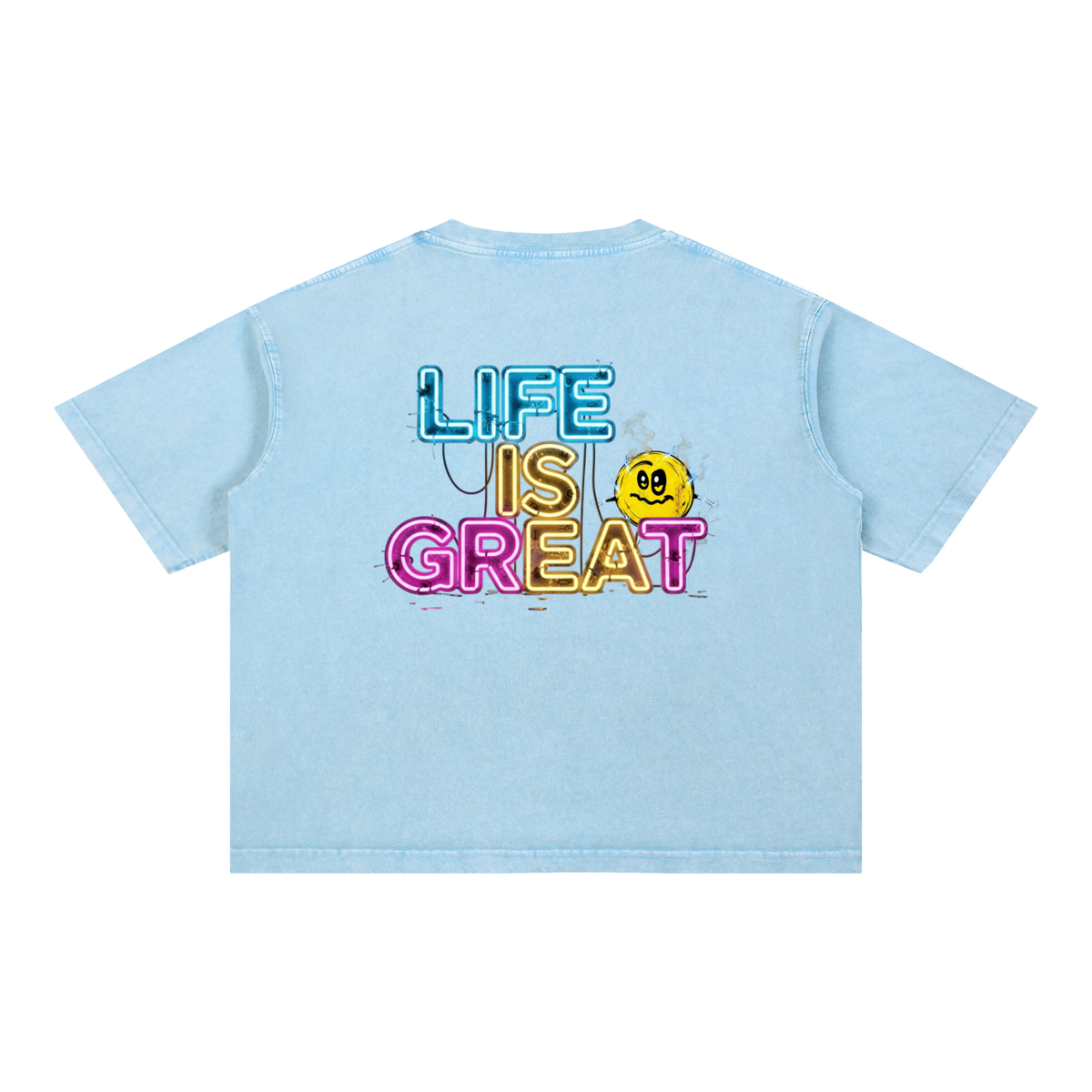 Don't Look Down, Life Is Great, Mineral Wash Boxy Cotton T-Shirt
