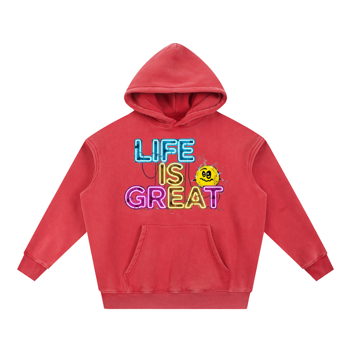 Life is Electrifying, Don't Look Down, Snow Wash Fleece Oversize Hoodie