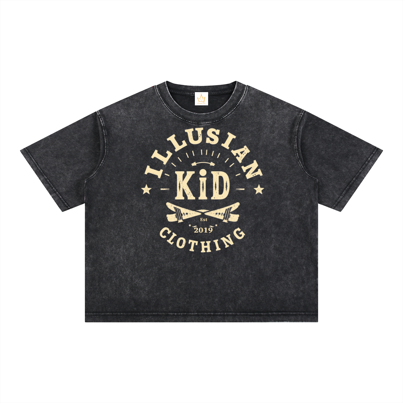 Vintage Illusian Kid, Mineral Wash Boxy Cotton T-Shirt