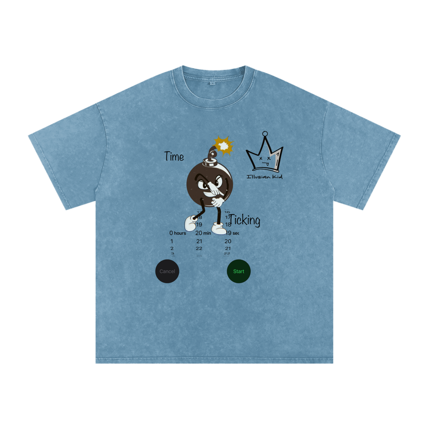 Time Ticking, Snow Washed Oversized Cotton T-Shirt