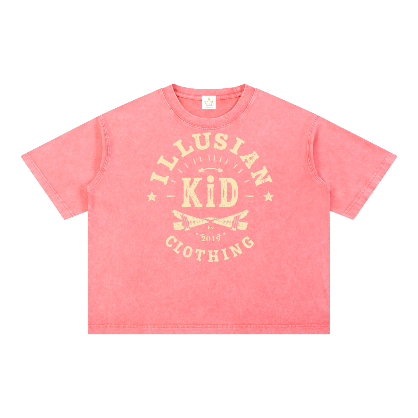 Vintage Illusian Kid, Mineral Wash Boxy Cotton T-Shirt