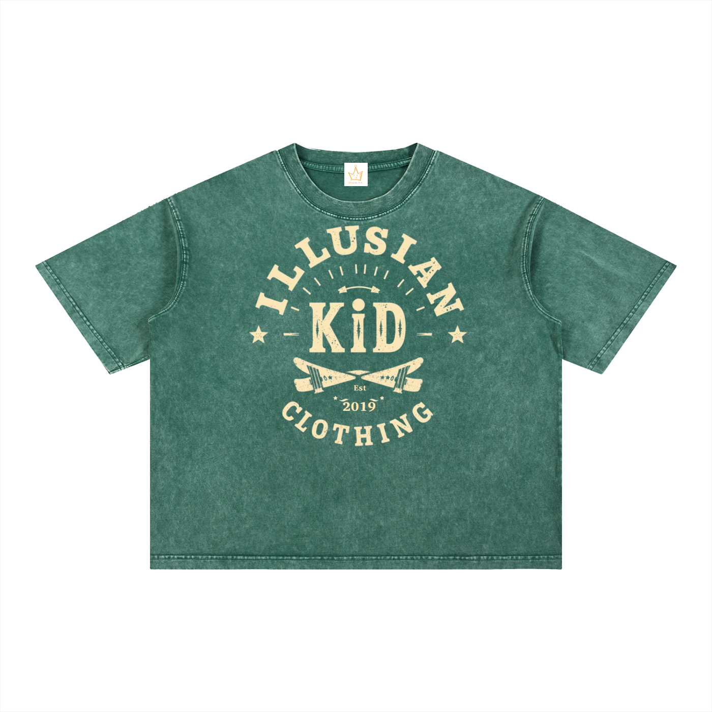 Vintage Illusian Kid, Mineral Wash Boxy Cotton T-Shirt