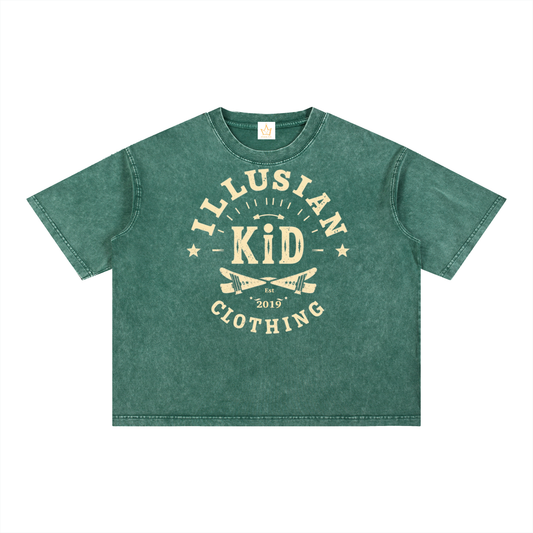 Vintage Illusian Kid, Mineral Wash Boxy Cotton T-Shirt