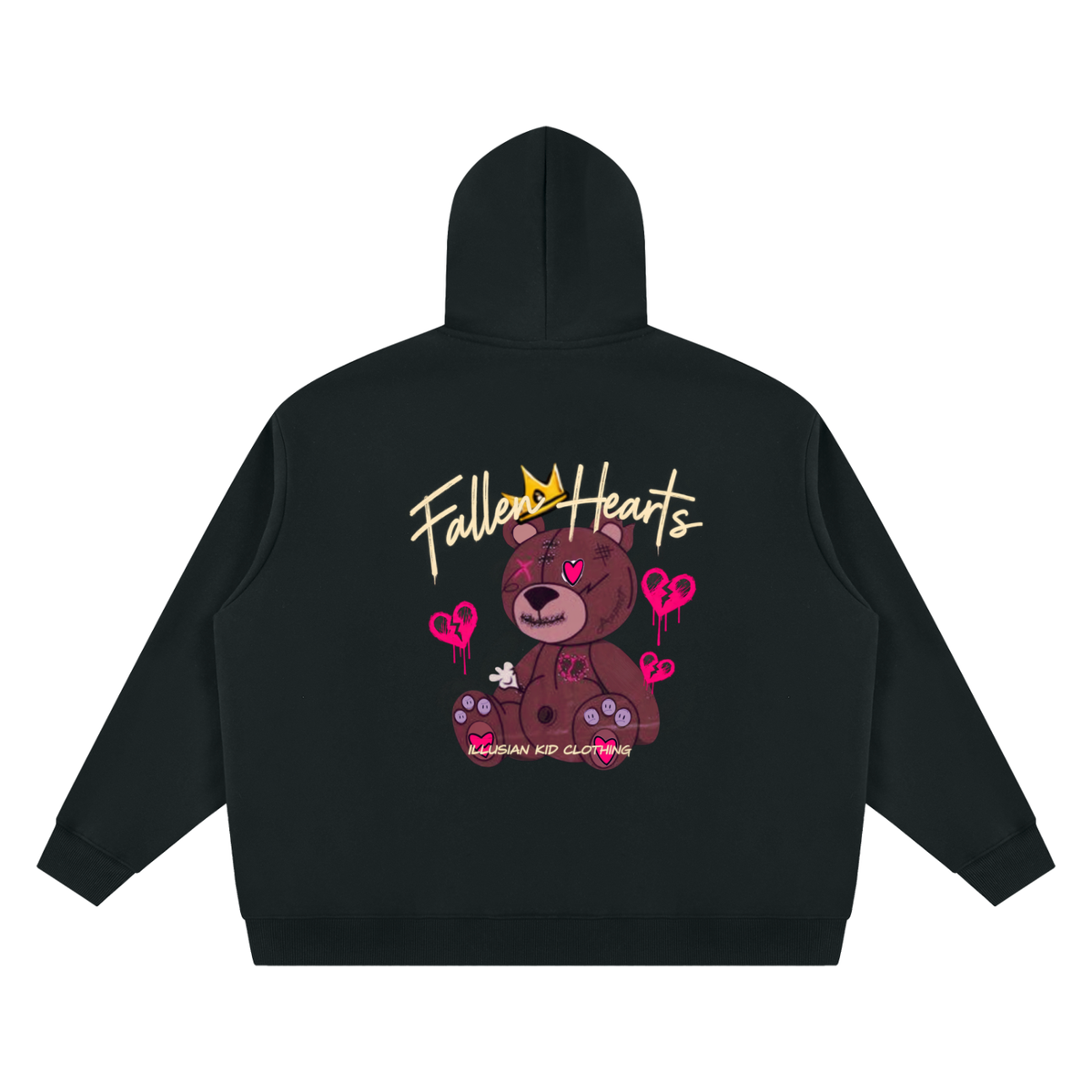 Fallen Hearts, Unisex Oversized Fleece Chunky-Zip Hoodie