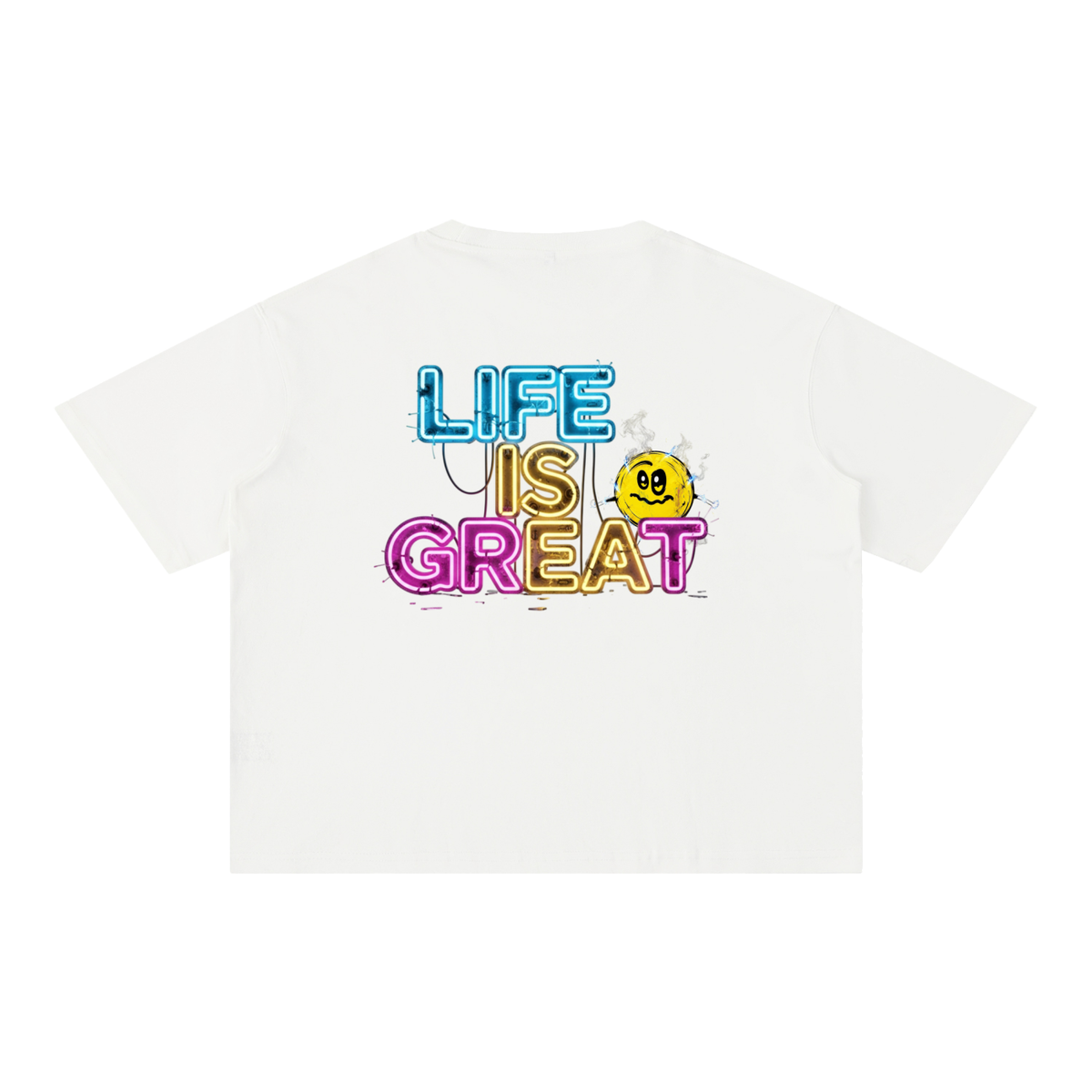Don't Look Down, Life Is Great, Mineral Wash Boxy Cotton T-Shirt