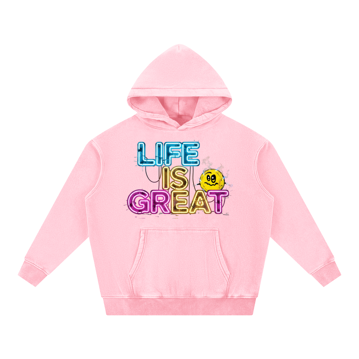 Life is Electrifying, Don't Look Down, Snow Wash Fleece Oversize Hoodie