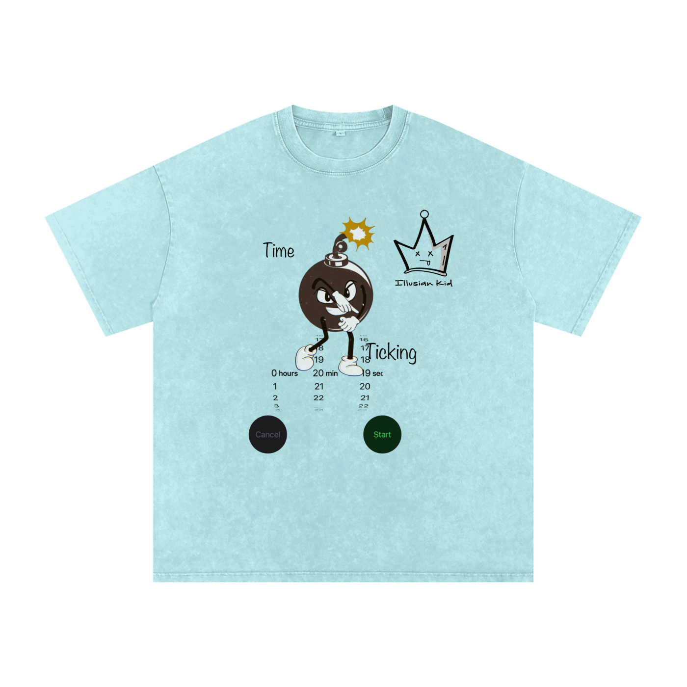 Time Ticking, Snow Washed Oversized Cotton T-Shirt